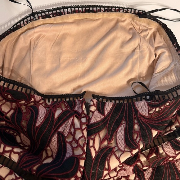 NWT Lulus Pink and Black Crochet Lace Strapless Knee Length Dress Sz Large - Picture 15 of 16